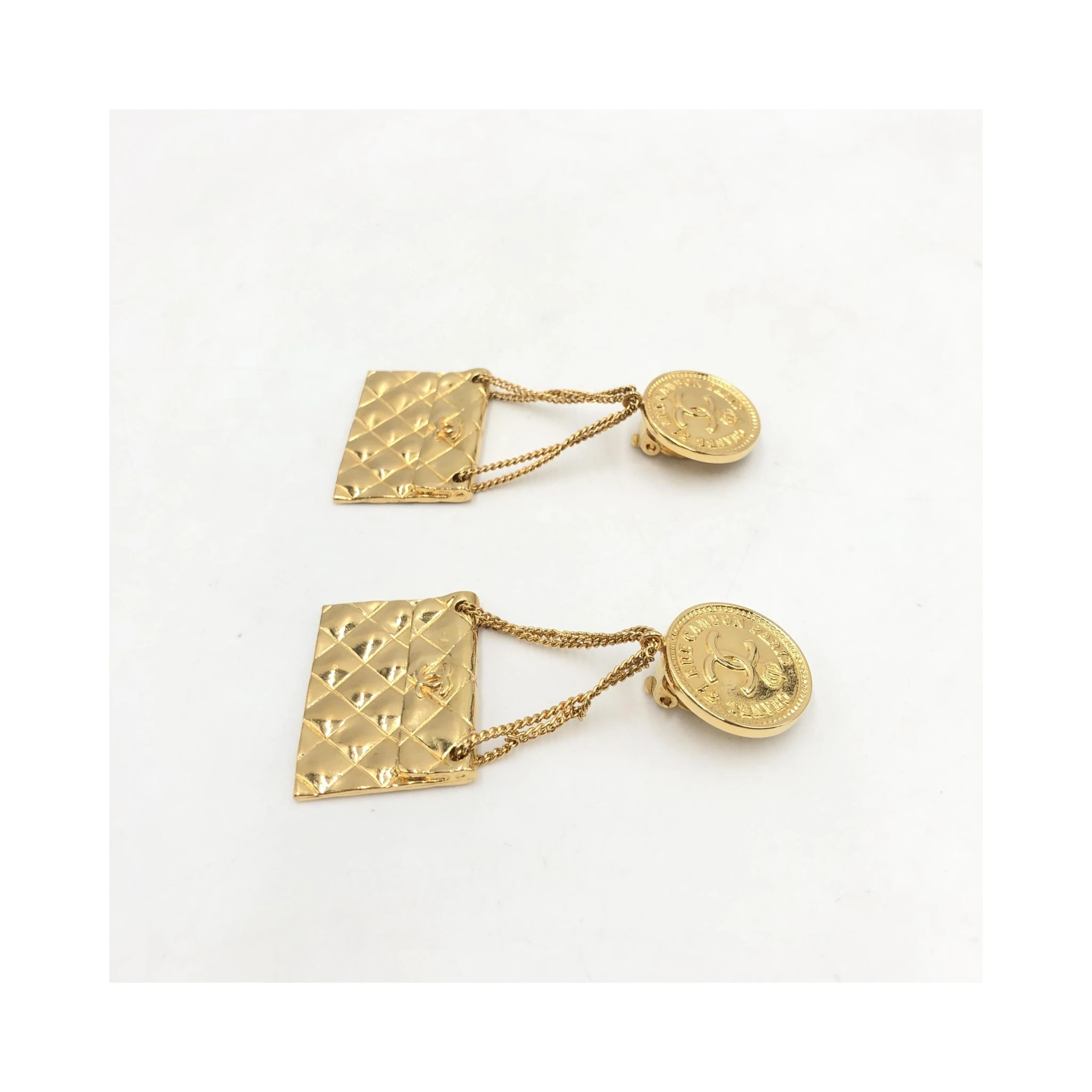 Bag Motif Clip-On Drop Earrings