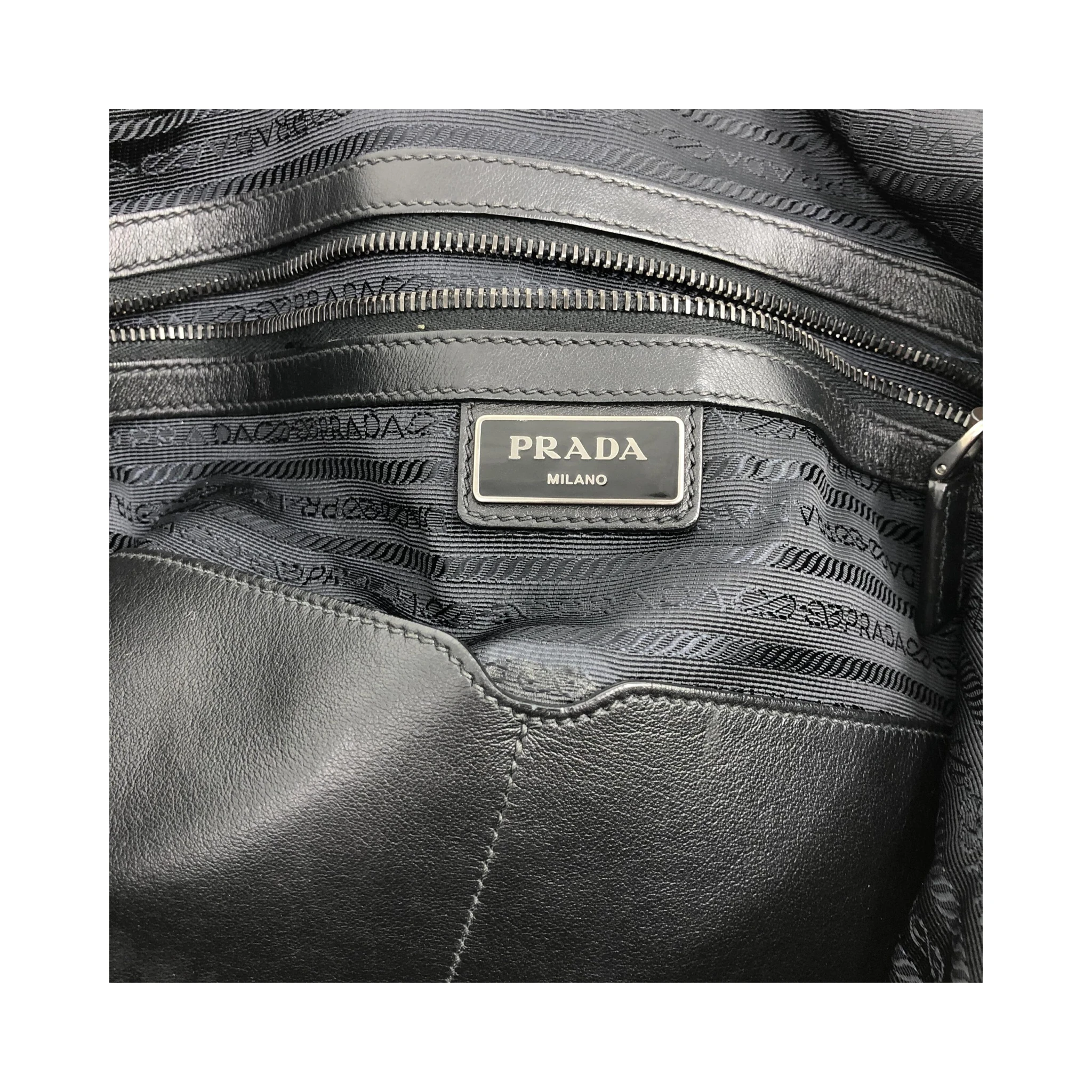 Black Leather Drawstring Backpack