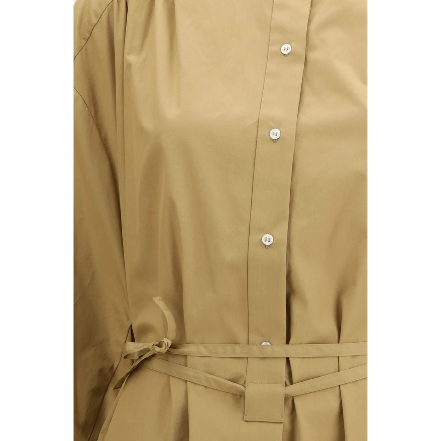 Beige Cotton Casual Dress