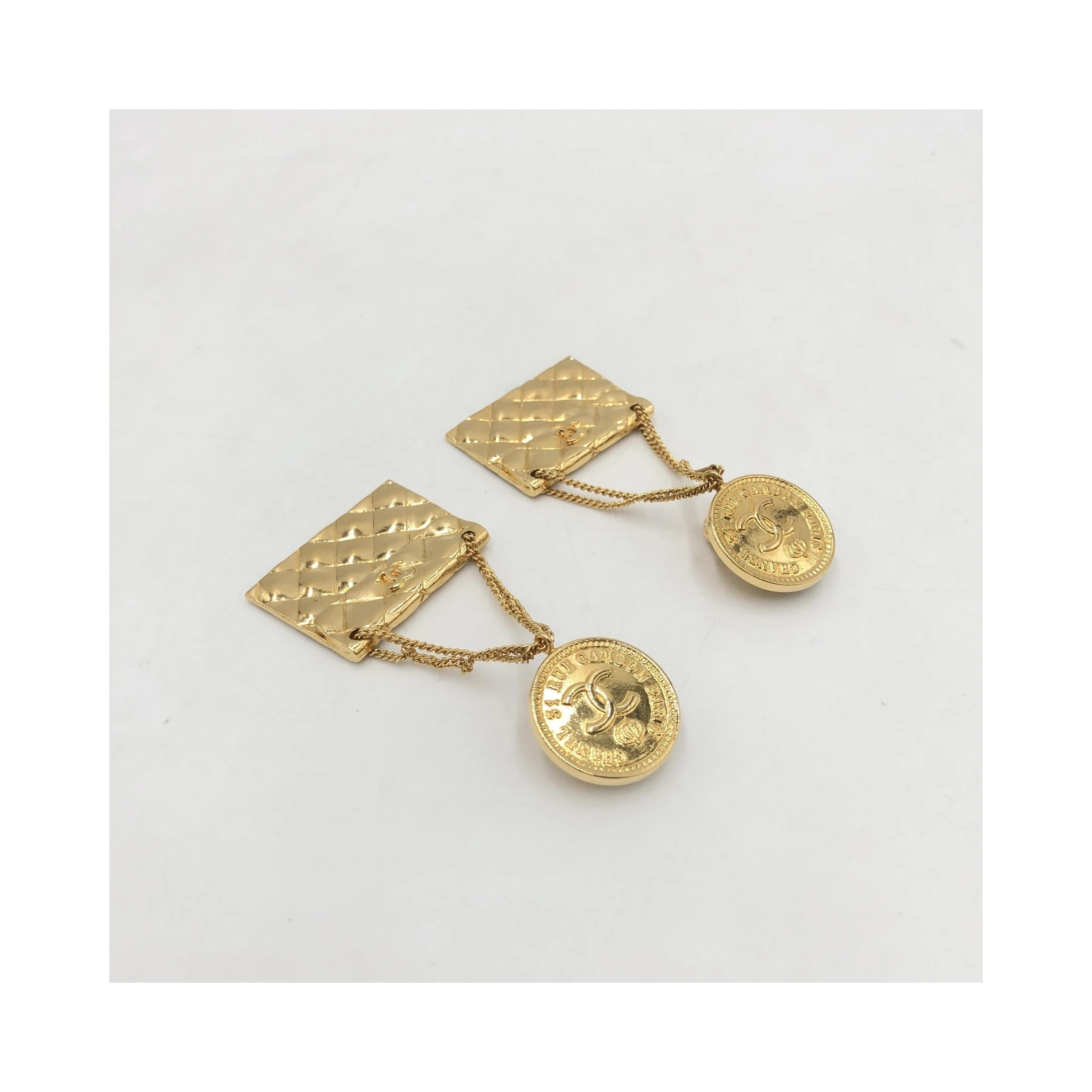 Bag Motif Clip-On Drop Earrings