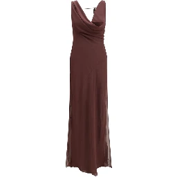 Brown Silk Long Dress