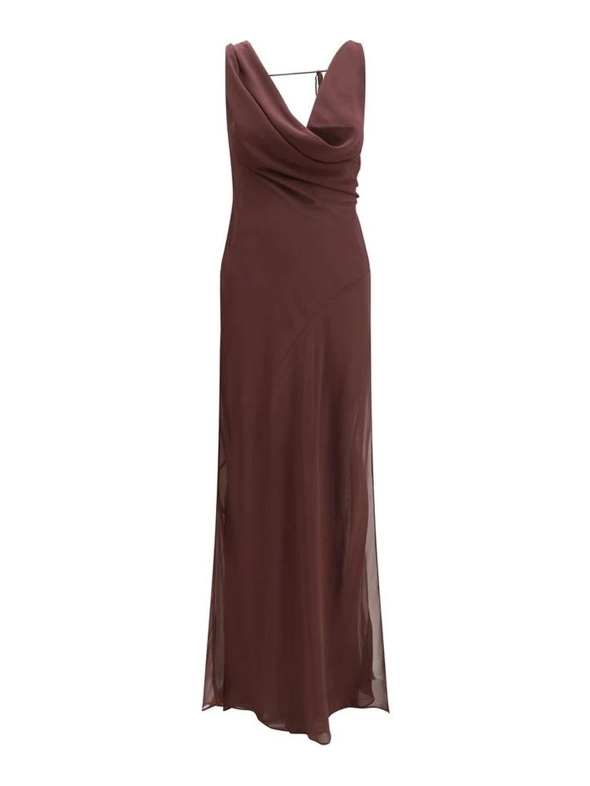 Brown Silk Long Dress