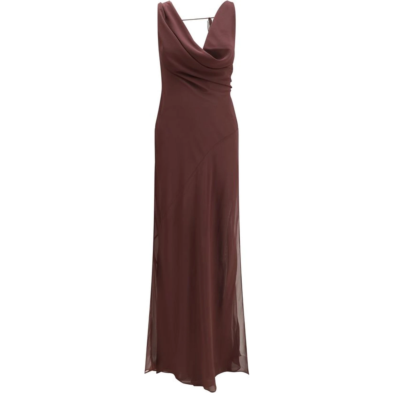 Brown Silk Long Dress
