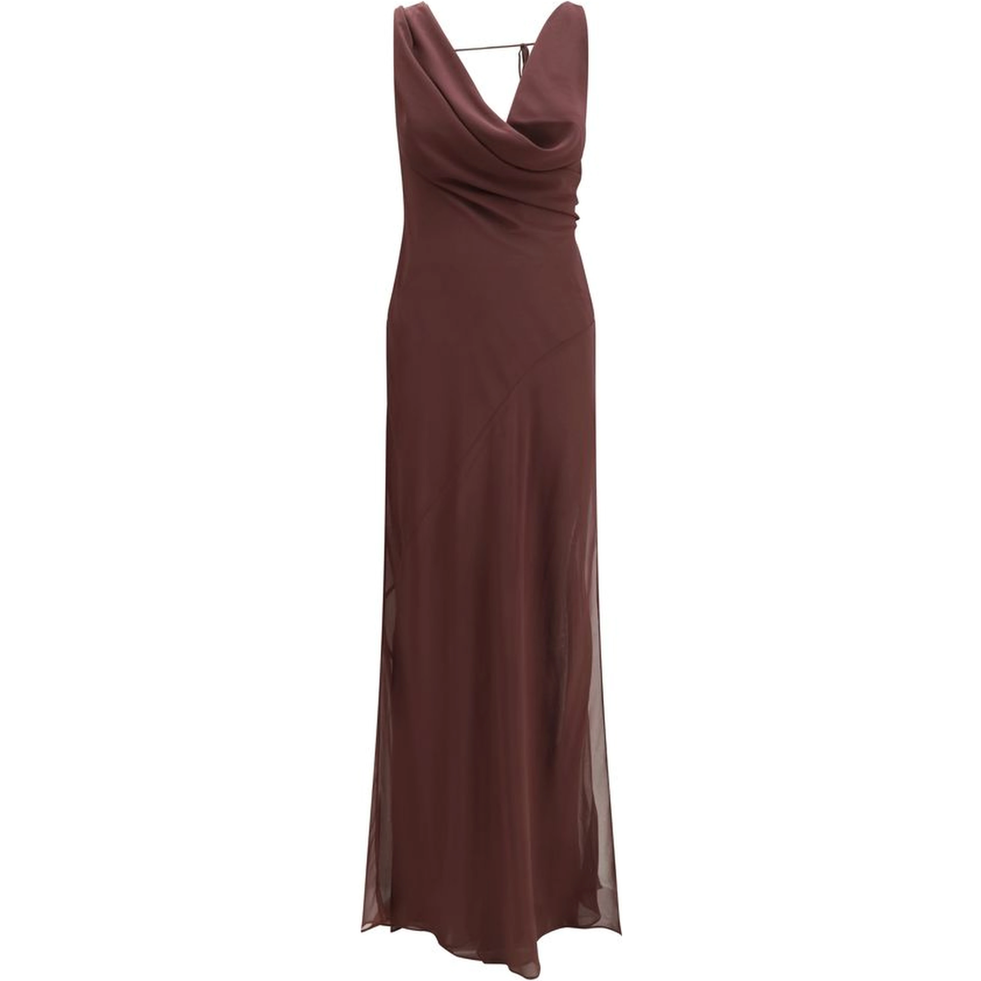Brown Silk Long Dress