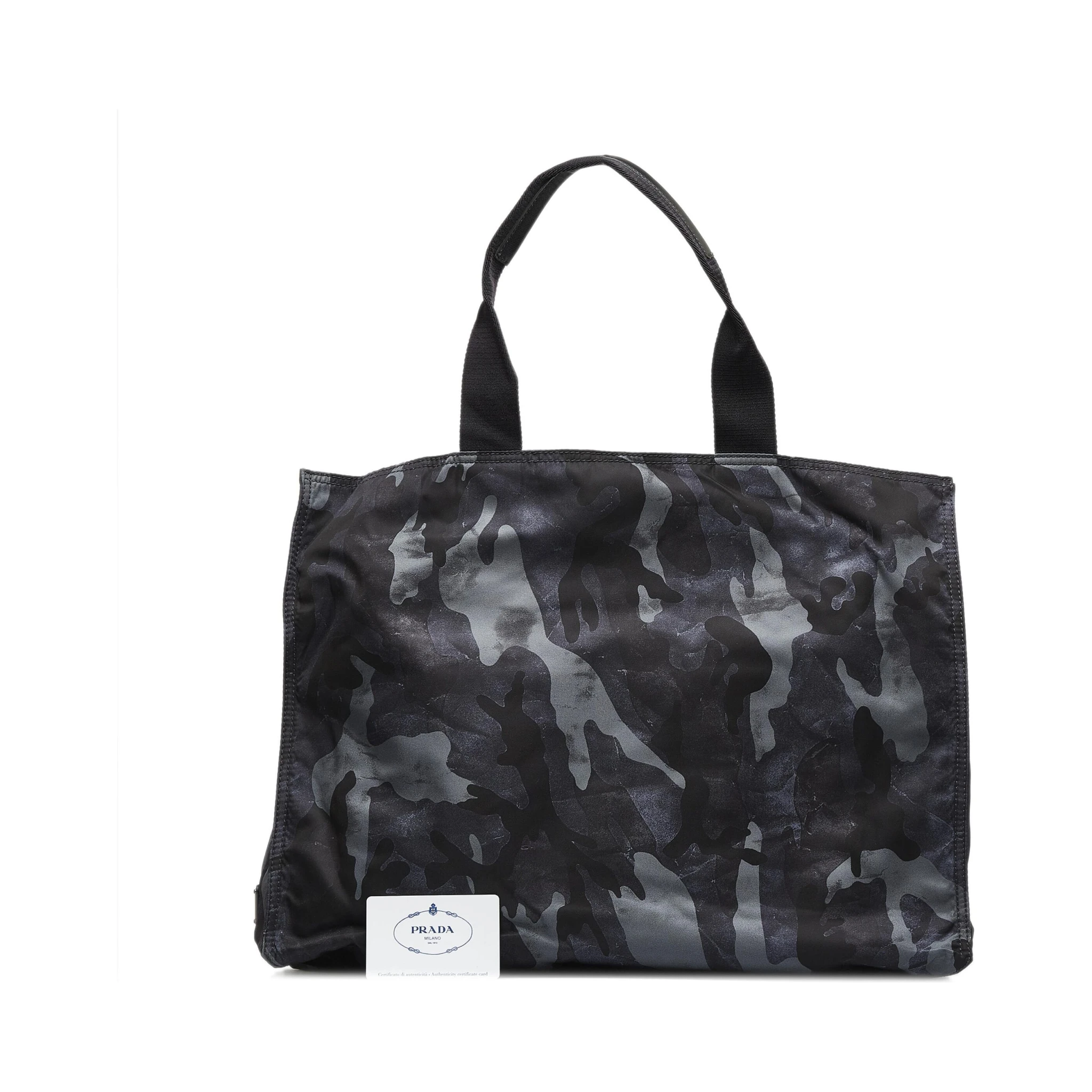 Black Camouflage Tessuto Nylon Tote Bag