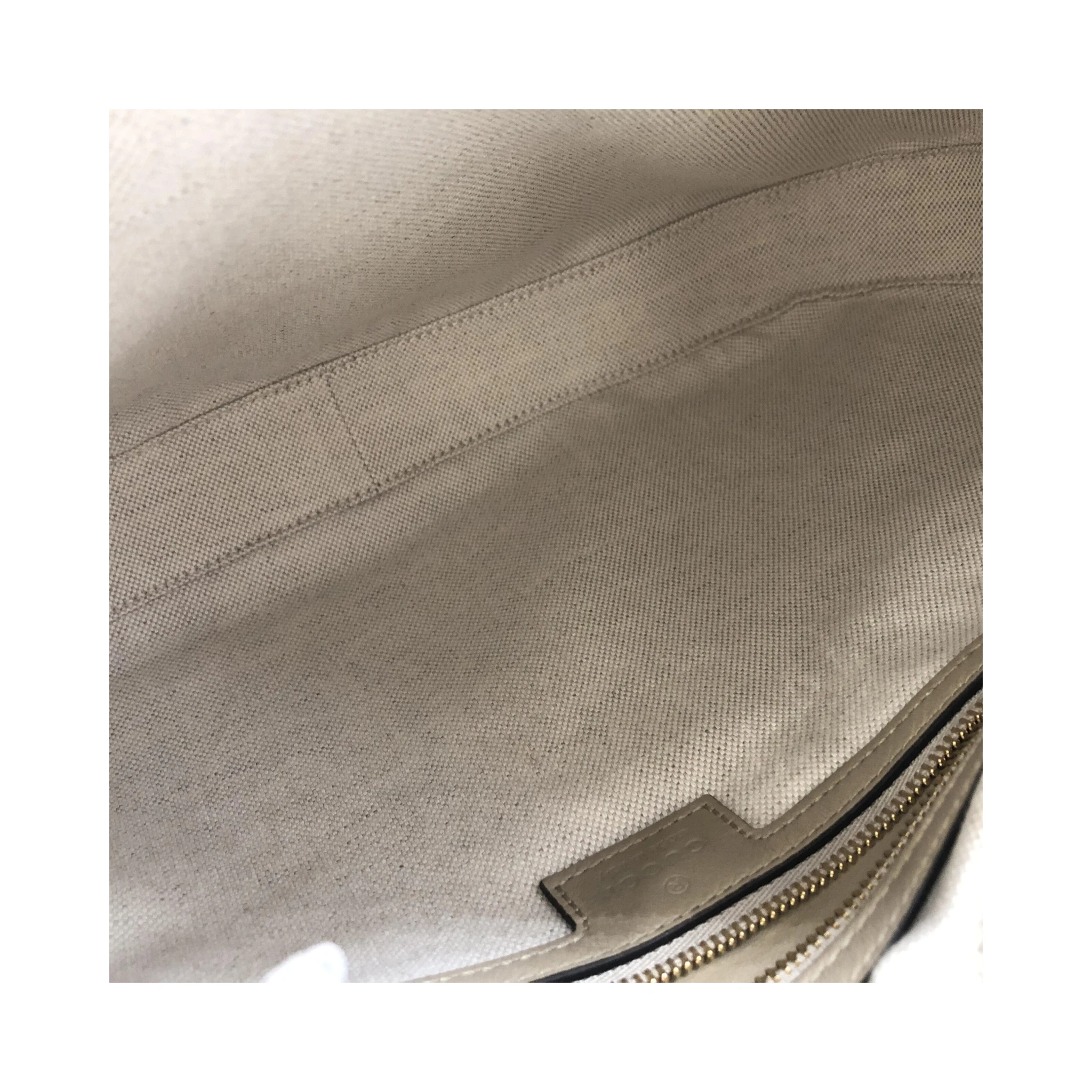 Gucci Aria Calfskin Web Large Attache Shoulder Bag Beige