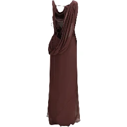 Brown Silk Long Dress