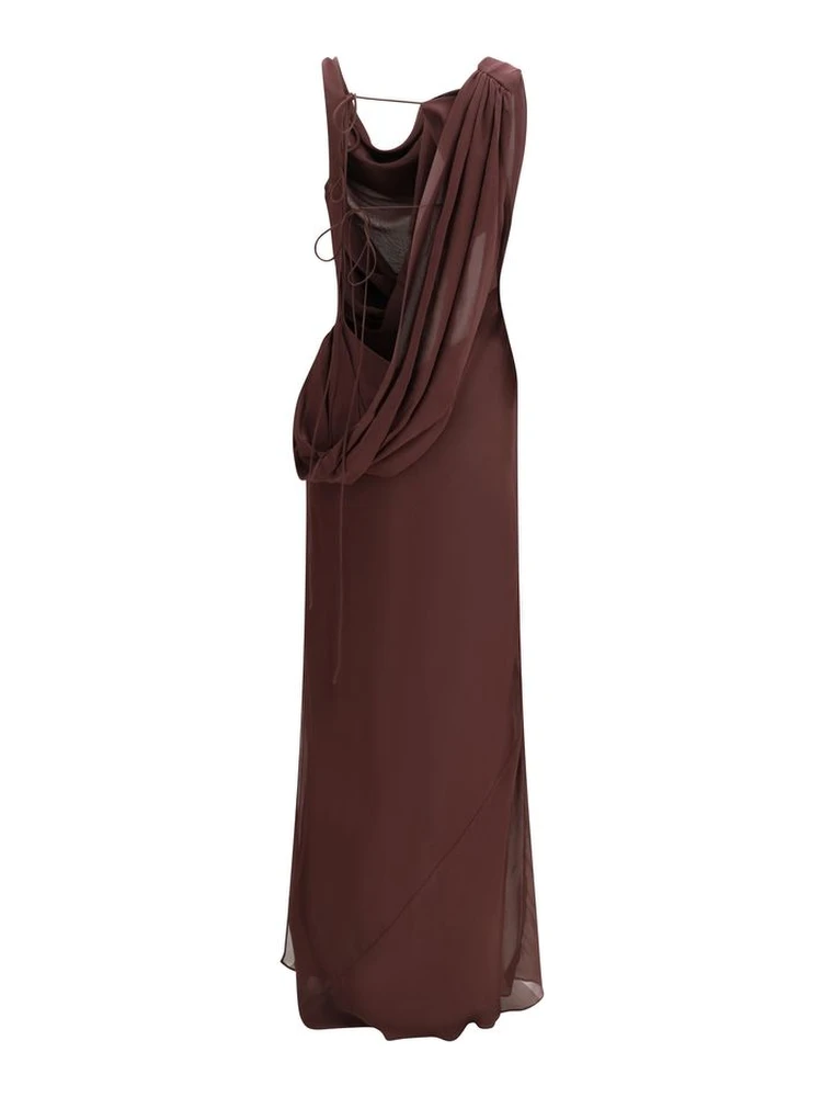 Brown Silk Long Dress alternative