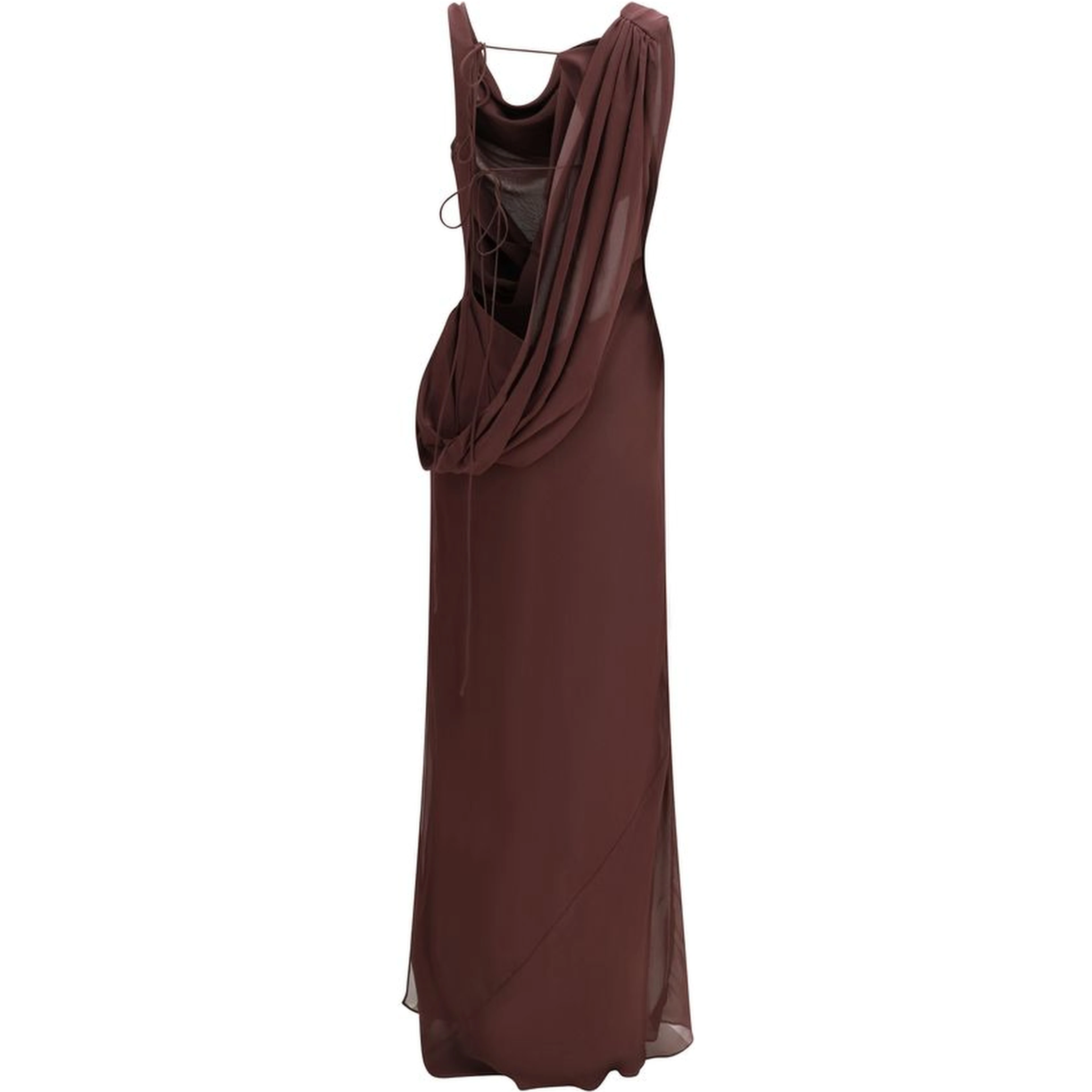 Brown Silk Long Dress