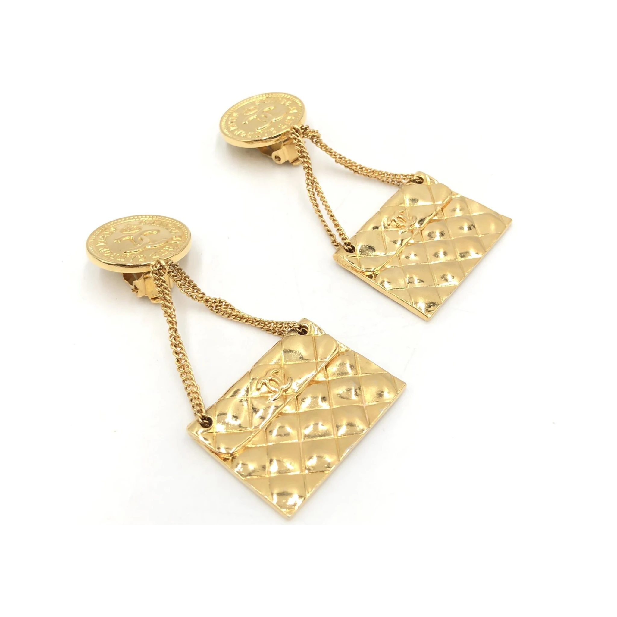 Bag Motif Clip-On Drop Earrings