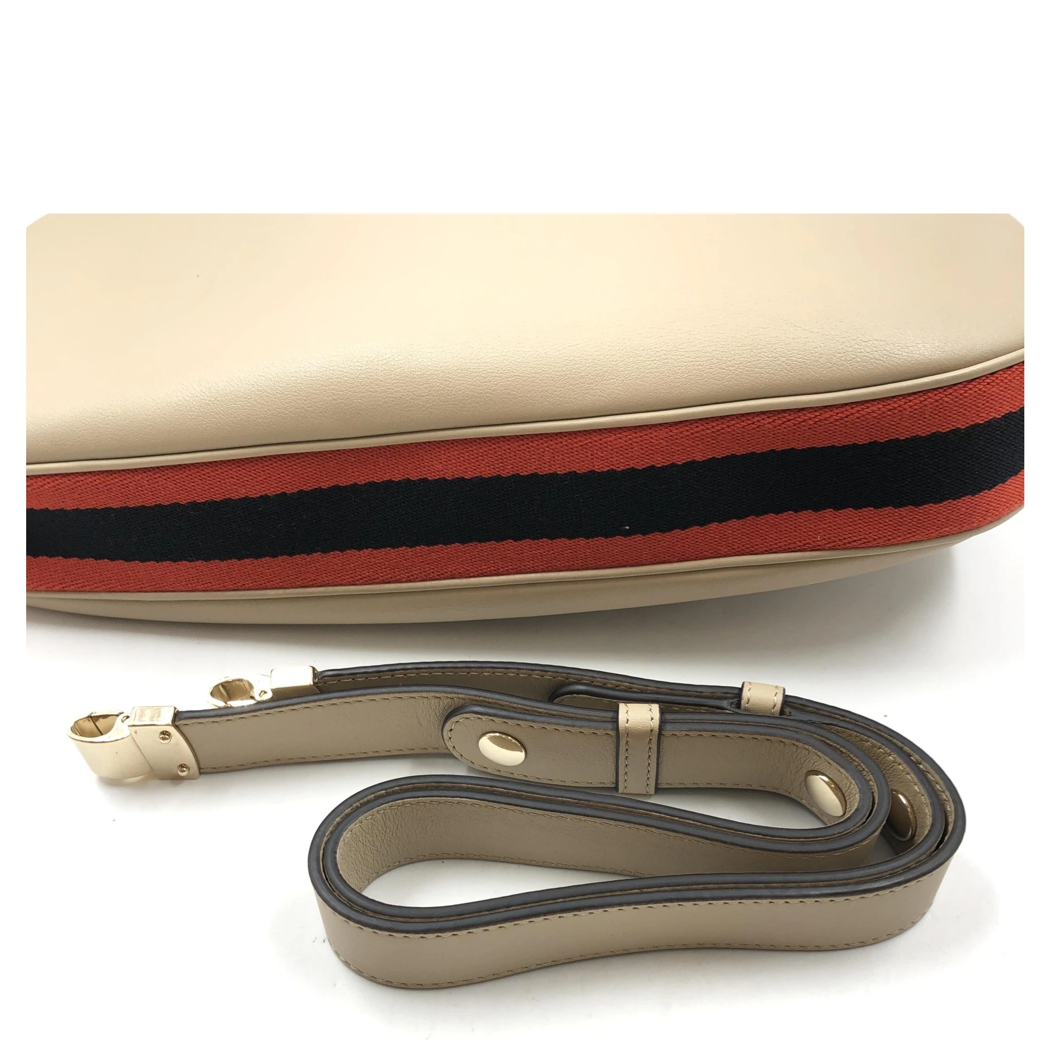 Gucci Aria Calfskin Web Large Attache Shoulder Bag Beige