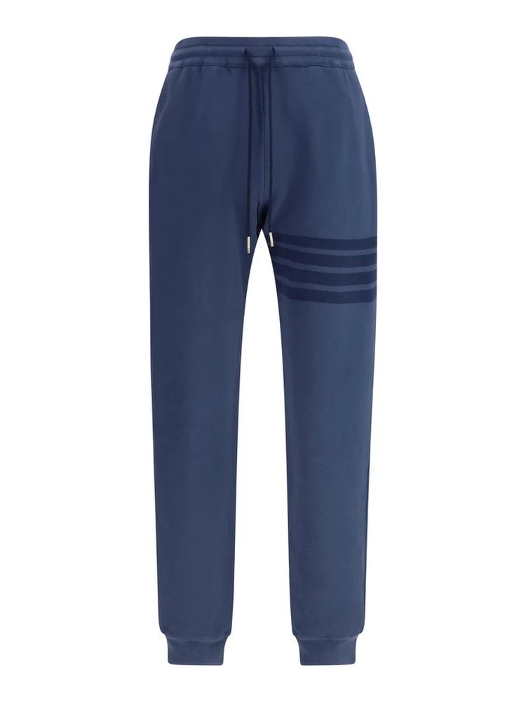 Blue Cotton Casual Pants