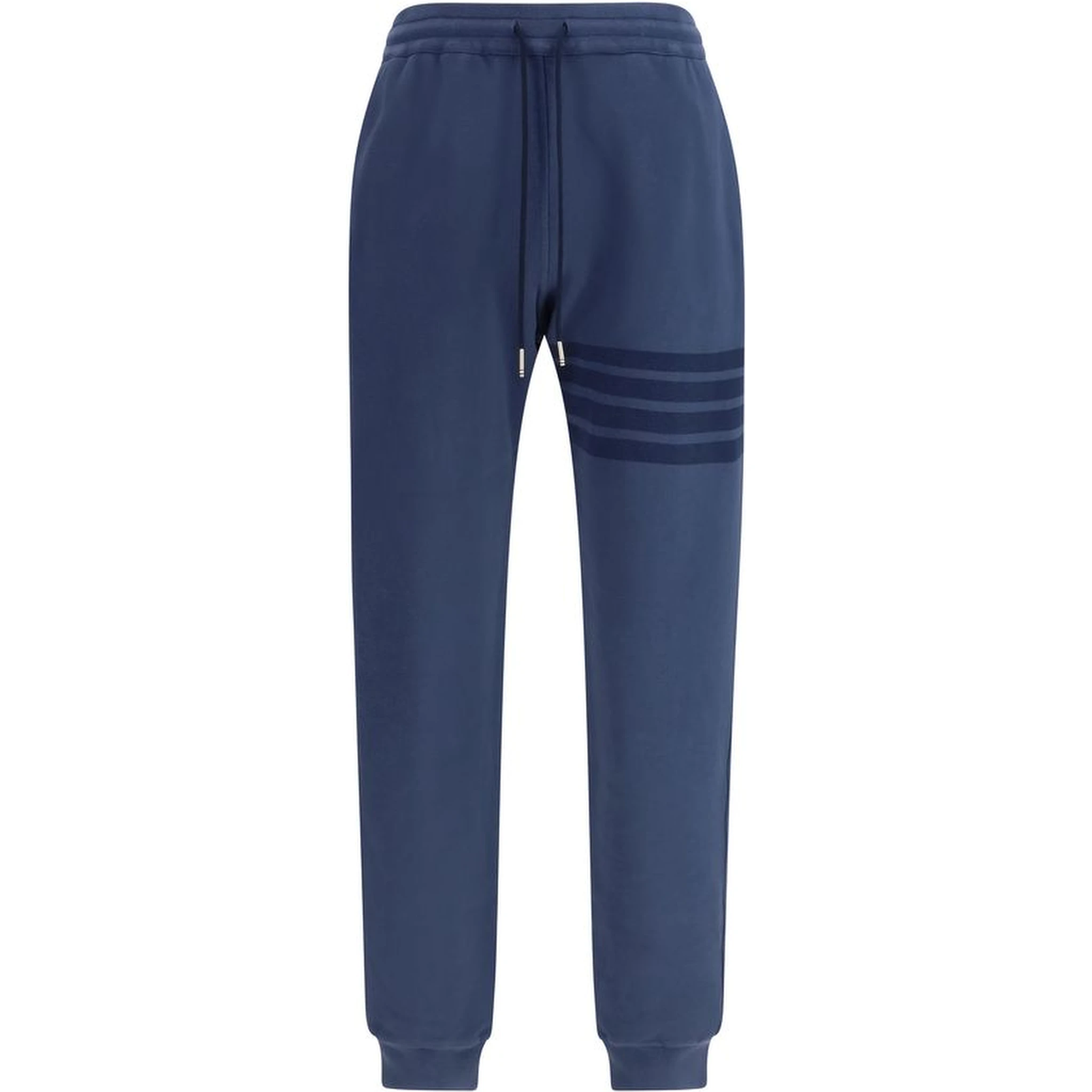Blue Cotton Casual Pants