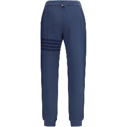 Blue Cotton Casual Pants