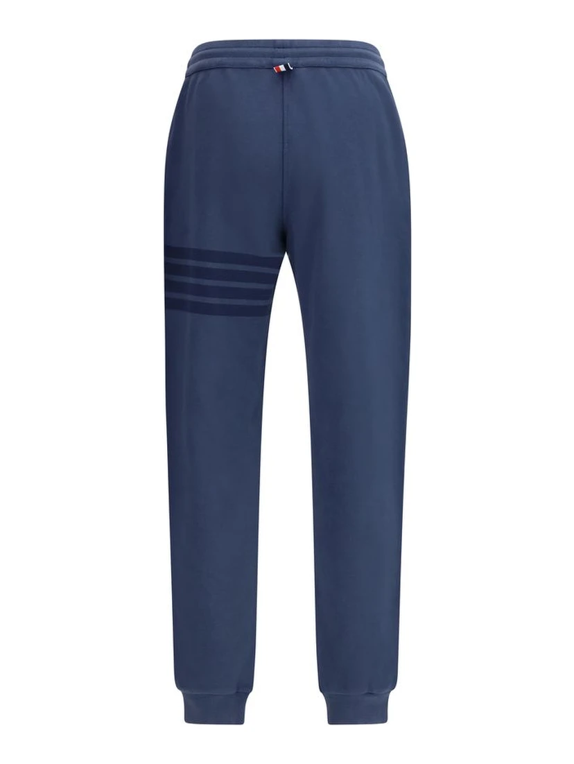 Blue Cotton Casual Pants