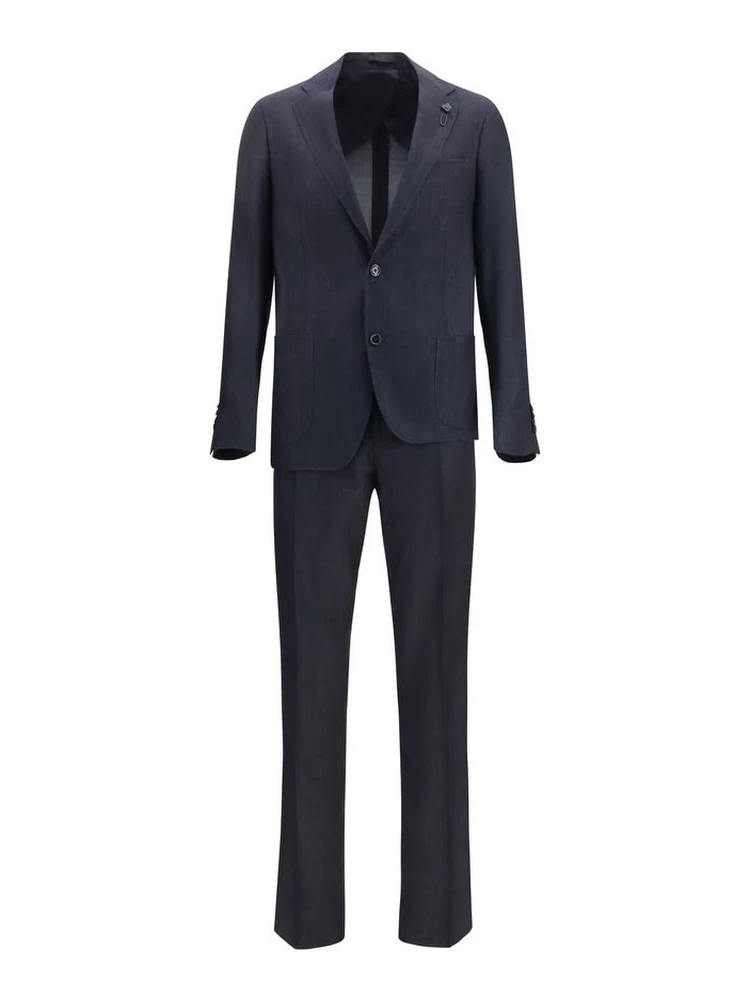 Blue Cotton Two-Piece Suit