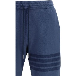 Blue Cotton Casual Pants