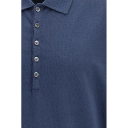Blue Cotton Polo Shirt