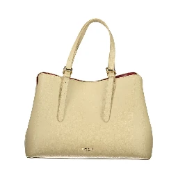 Beige Polyurethane Women Tote