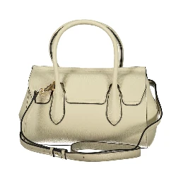 Beige Polyurethane Women Tote