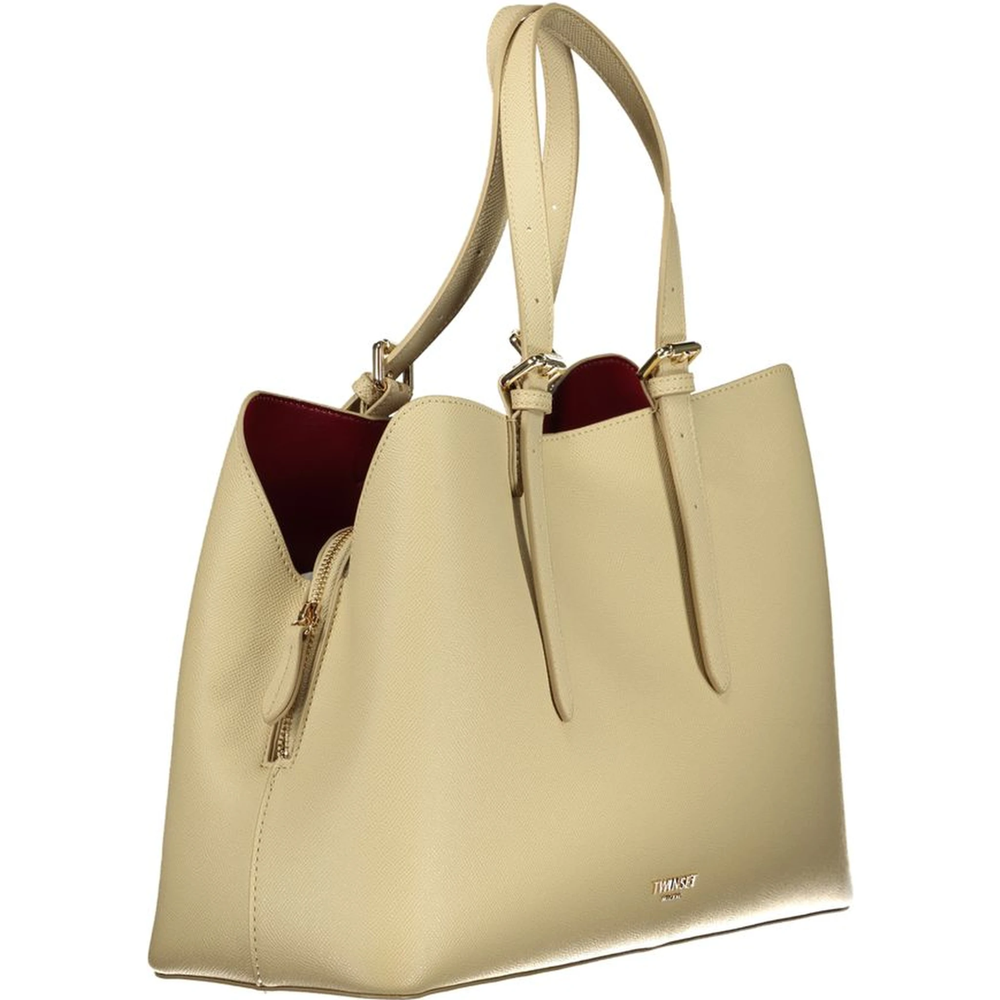 Beige Polyurethane Women Tote