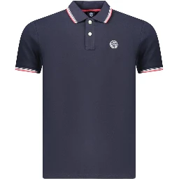 Blue Cotton Men Polo Shirt