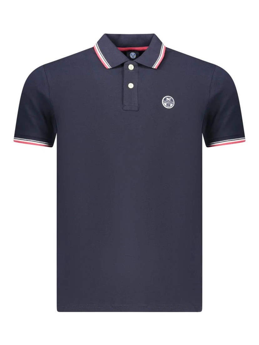 Blue Cotton Men Polo Shirt