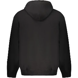 Black Cotton Men Hoodie