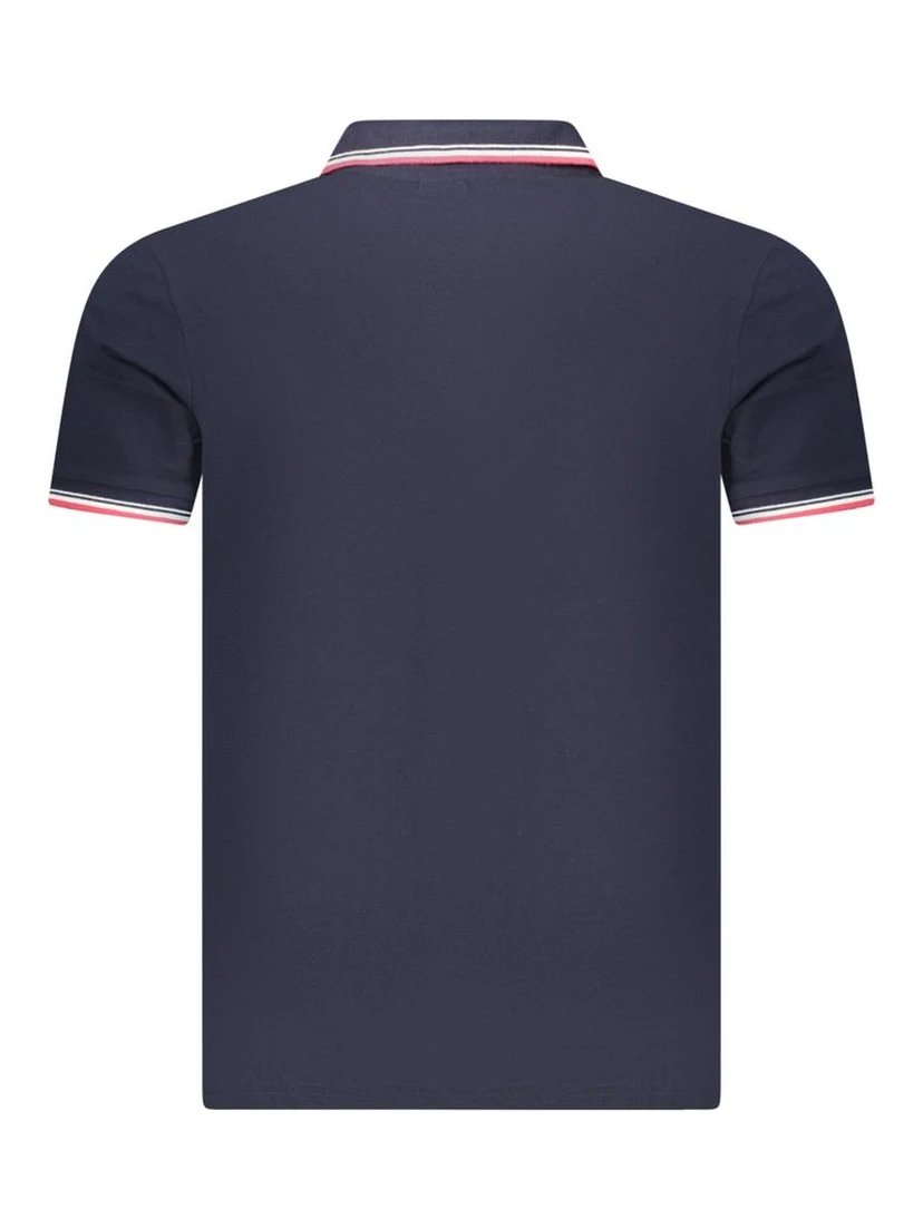 Blue Cotton Men Polo Shirt