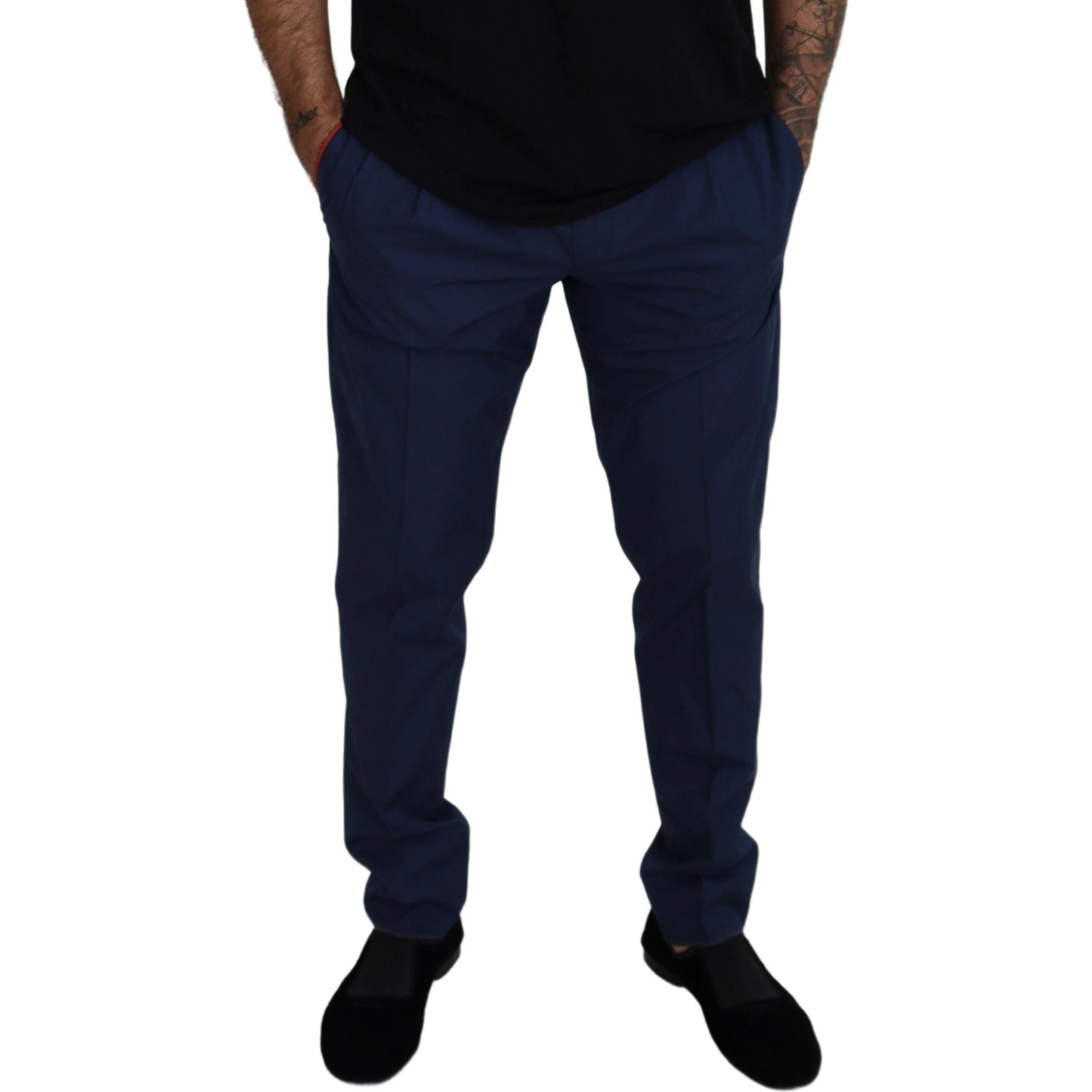 Blue Cotton Dress Pants