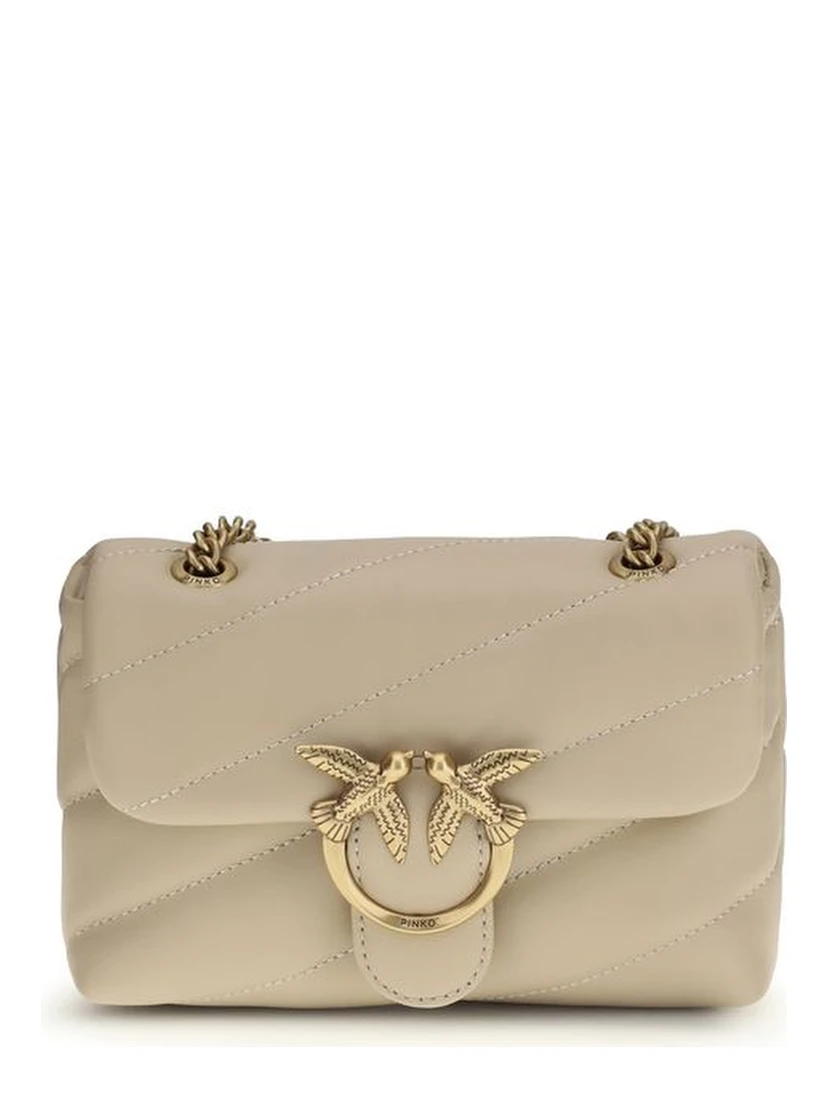 Beige Calf Leather Bos Taurus Shoulder Bag