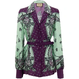 Green Silk Pattern Shirt
