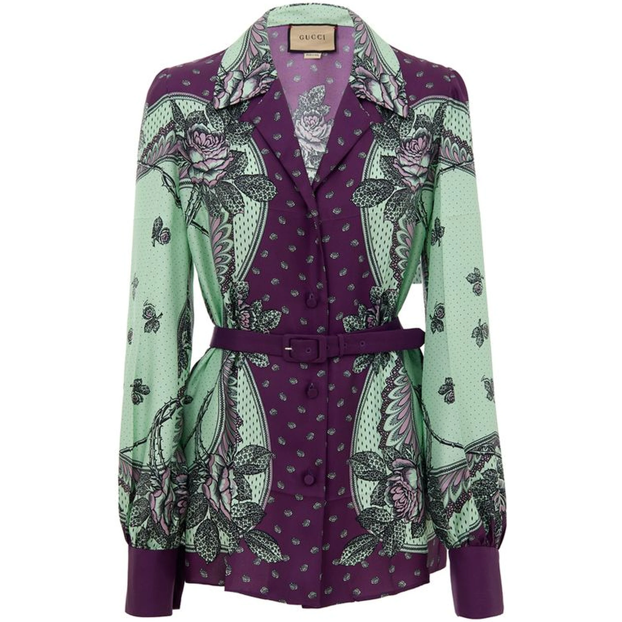 Green Silk Pattern Shirt