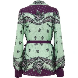 Green Silk Pattern Shirt