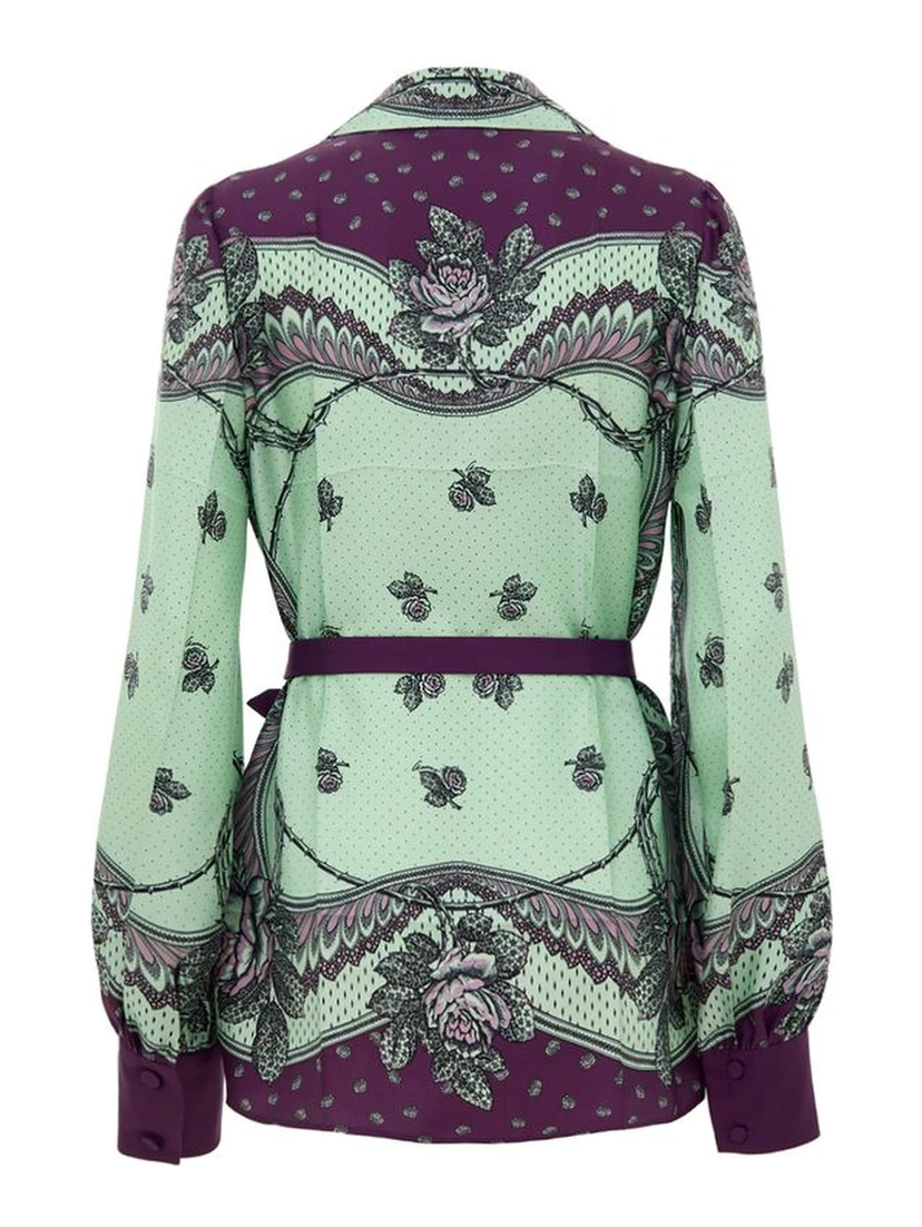 Green Silk Pattern Shirt