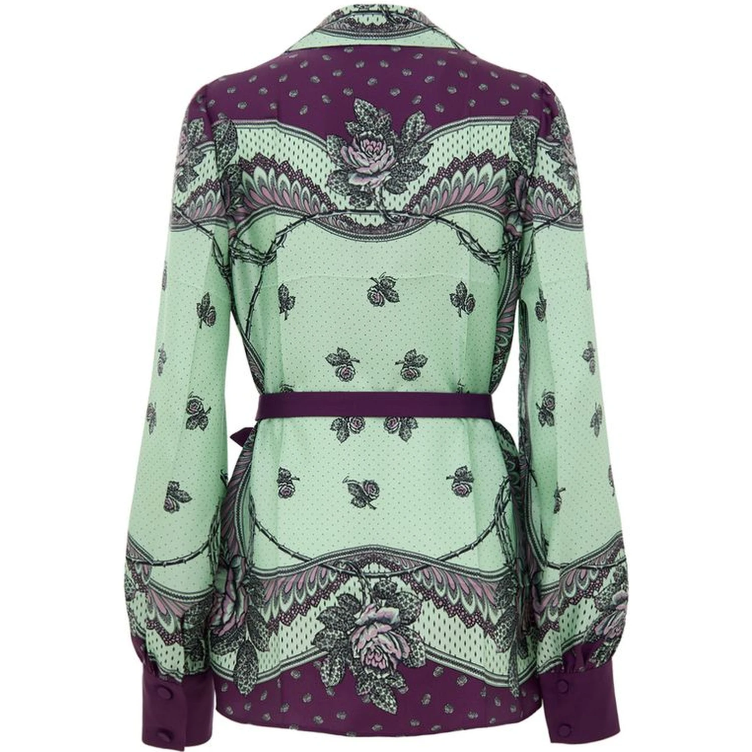 Green Silk Pattern Shirt