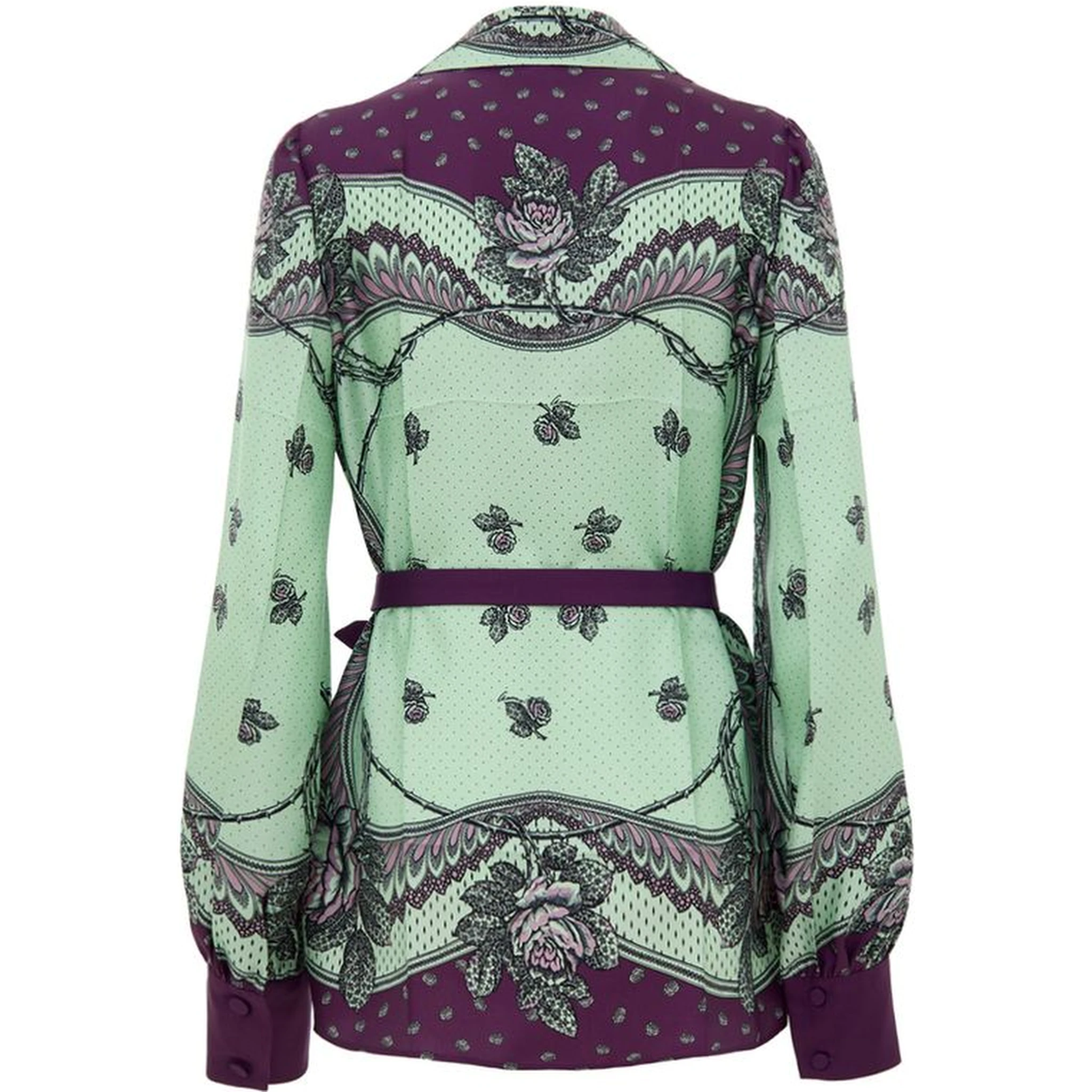 Green Silk Pattern Shirt