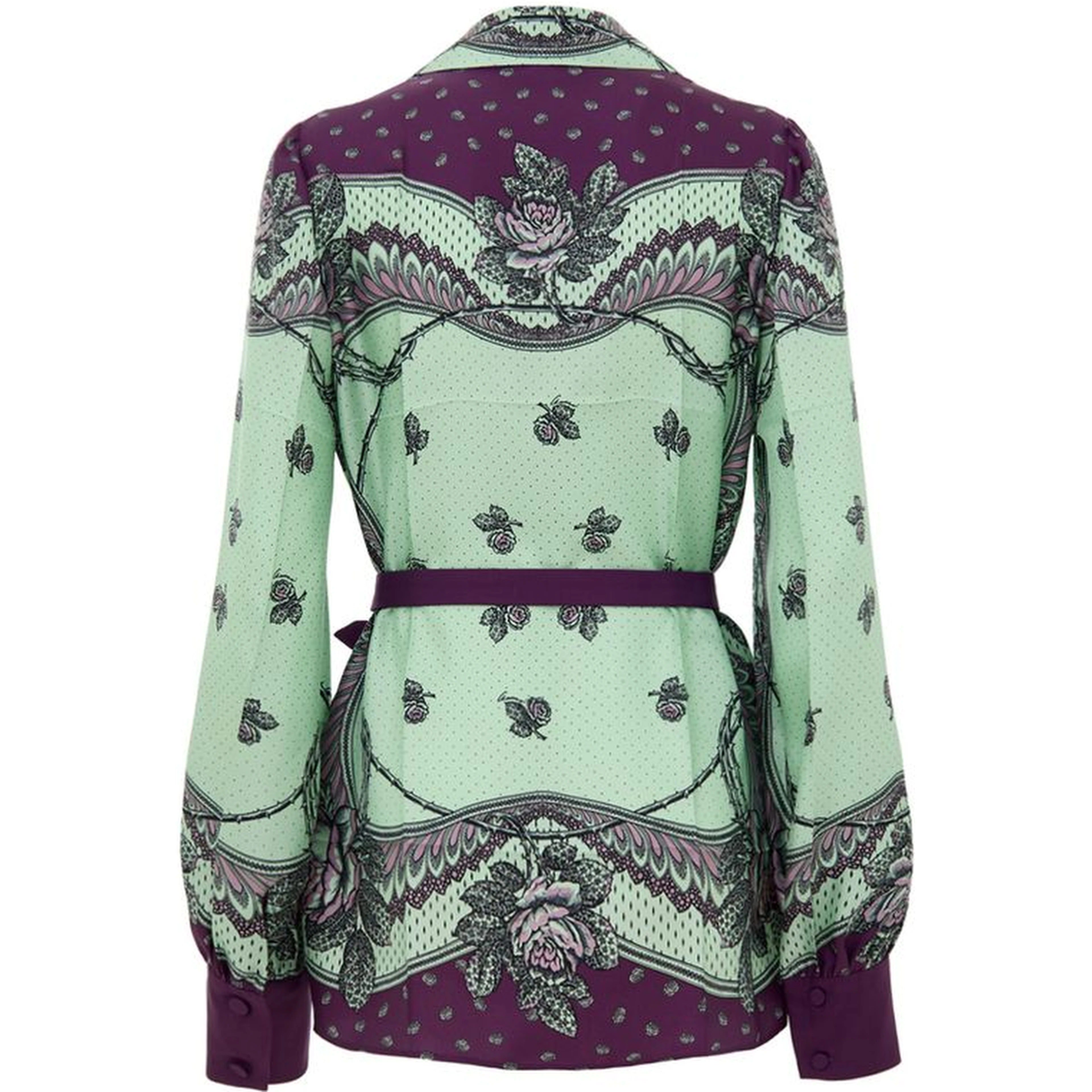 Green Silk Pattern Shirt