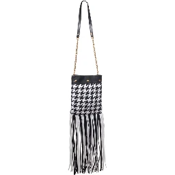 Black And White Leather And Textile Shoulder Bag