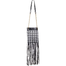 Black And White Leather And Textile Shoulder Bag