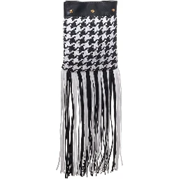 Black And White Leather And Textile Shoulder Bag