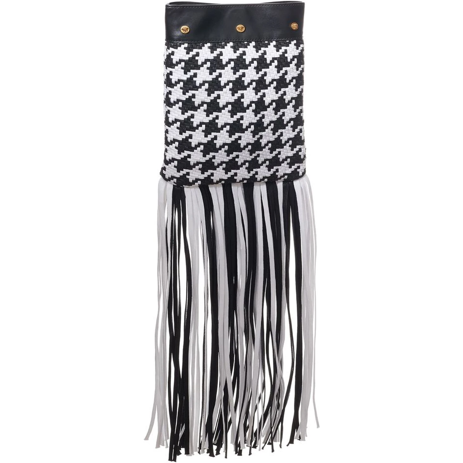 Black And White Leather And Textile Shoulder Bag