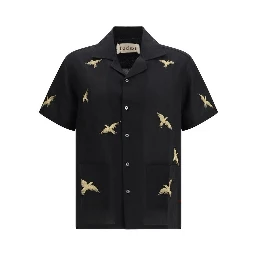 Black Cotton Pattern Shirt