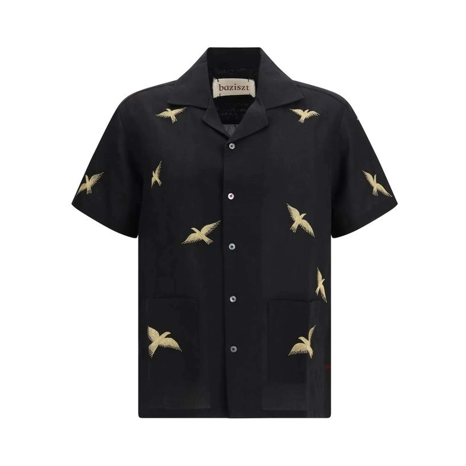 Black Cotton Pattern Shirt
