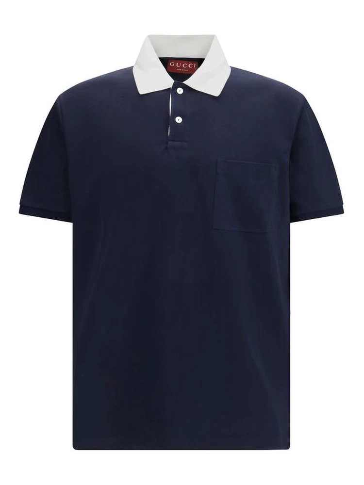 Blue Cotton Polo Shirt