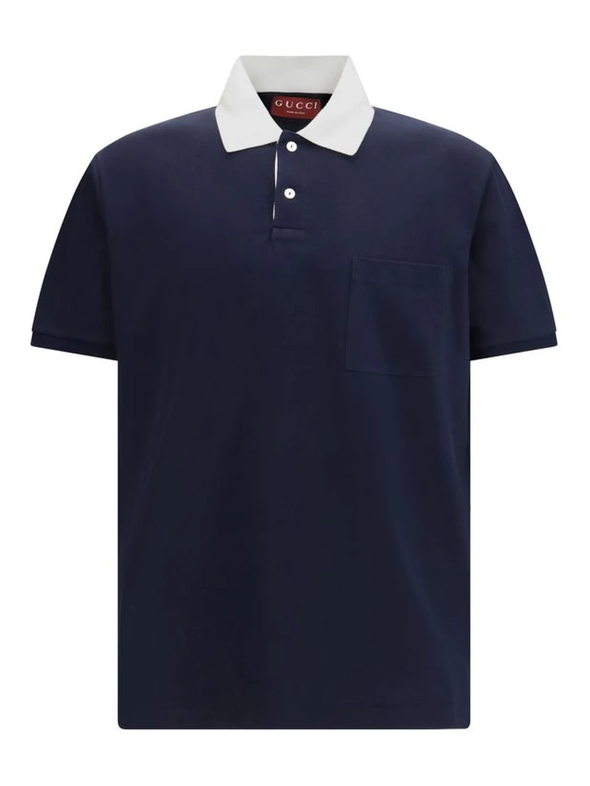 Blue Cotton Polo Shirt