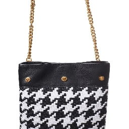 Black And White Leather And Textile Shoulder Bag