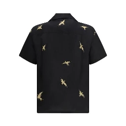 Black Cotton Pattern Shirt