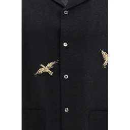 Black Cotton Pattern Shirt