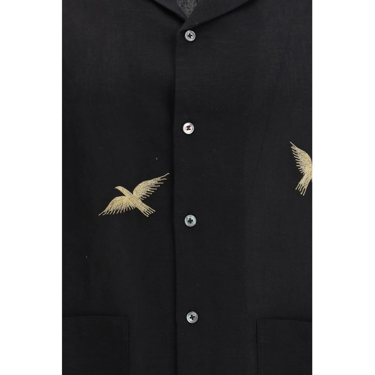 Black Cotton Pattern Shirt